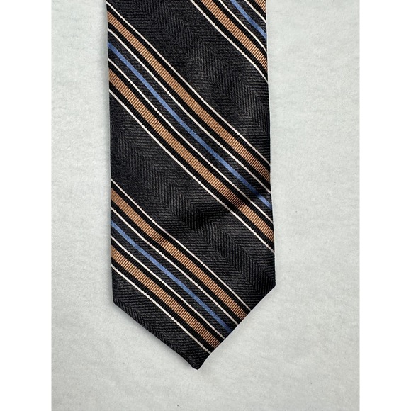 J S A BANK Other - J S A BANK Mens Striped Necktie Black Gold Blue White Business Formal Accent